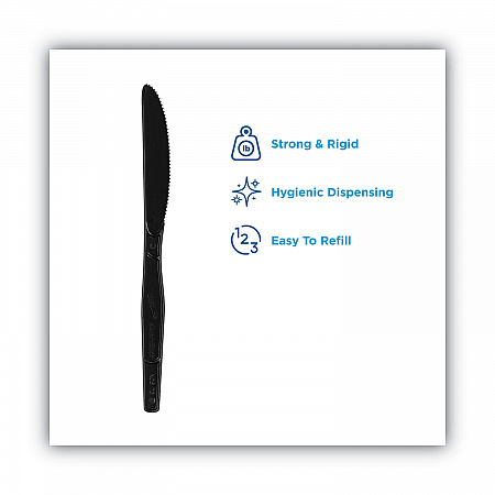 SmartStock Plastic Cutlery Refill, Series-O, Mediumweight Knife, Black, 40/Pack, 24 Packs/Carton (SSK51)
