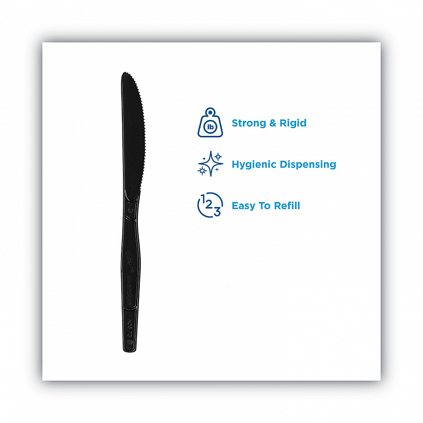 SmartStock Plastic Cutlery Refill, Series-O, Mediumweight Knife, Black, 40/Pack, 24 Packs/Carton (SSK51)