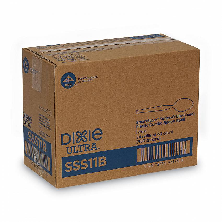 SmartStock Plastic Cutlery Refill, Series-O, Mediumweight Spoon, Beige, 40/Pack, 24 Packs/Carton (SSS11B)