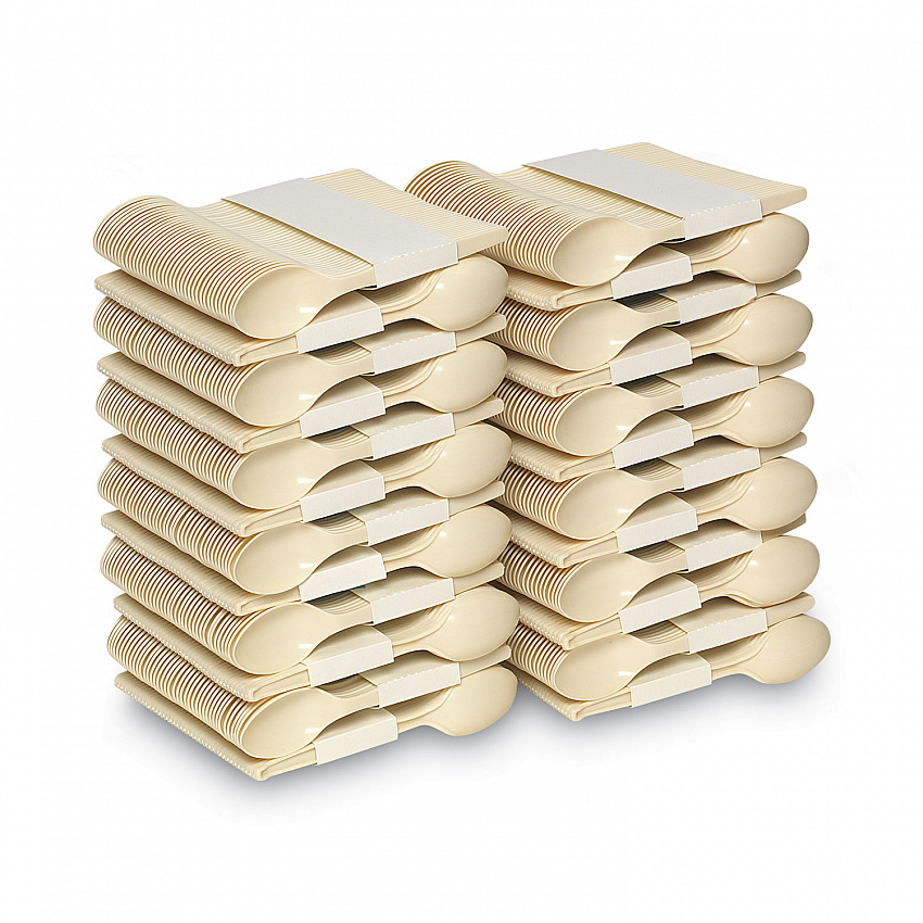 SmartStock Plastic Cutlery Refill, Series-O, Mediumweight Spoon, Beige, 40/Pack, 24 Packs/Carton (SSS11B)