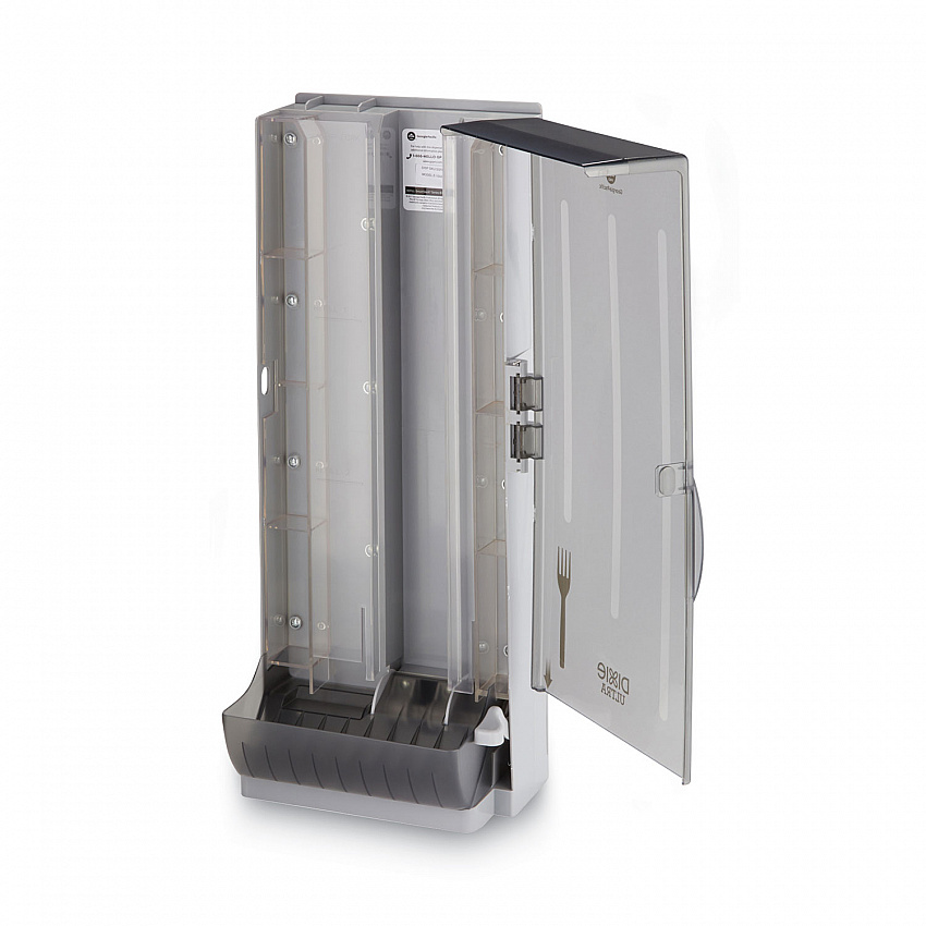 SmartStock Dining Utensil Dispenser, Holds 120 Forks, 10 x 8.78 x 24.75, Smoke (SSFPD120)