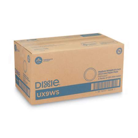 Dixie Pathways Soak-Proof Shield Mediumweight Paper Plates, WiseSize, 8.5" dia, Green/Burgundy, 125/Pack, 4 Packs/Carton (UX9WS)