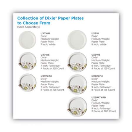 Dixie Pathways Soak-Proof Shield Medium Wt Paper Plates, 8 1/2", Dispenser Box, 600/ct (UX9PATHPBCT)