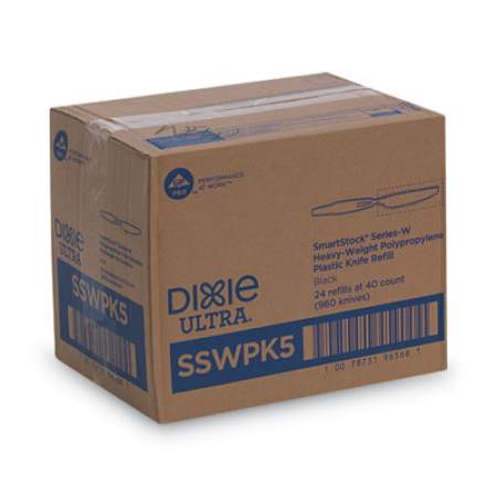 Dixie SmartStock Wrapped Heavy-Weight Cutlery Refill, Knife, Black, 960/Carton (SSWPK5)