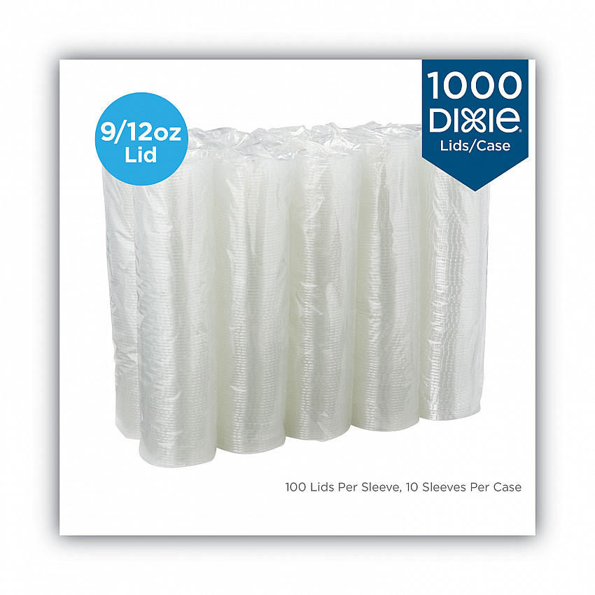 Cold Drink Cup Lids, Fits 9 oz to 12 oz Cold Cups, Plastic, Clear, 100/Sleeve, 10 Sleeves/Carton (CL912PET)
