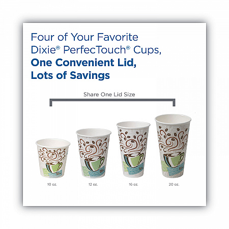 Dome Drink-Thru Lids, Fits 10 oz to 20 oz Dixie Hot Cups, Plastic, White, 100/Pack (D9542PK)