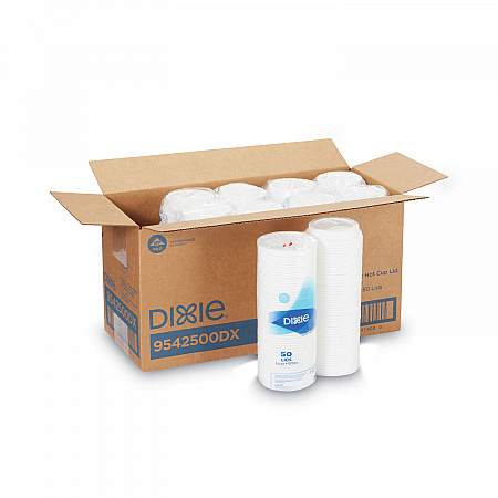 Dome Lid, Fits 10 oz to 16 oz PerfecTouch Hot Cups/12 oz to 20 oz WiseSize Hot Cups, Plastic, White, 500/Carton (9542500DXCT)
