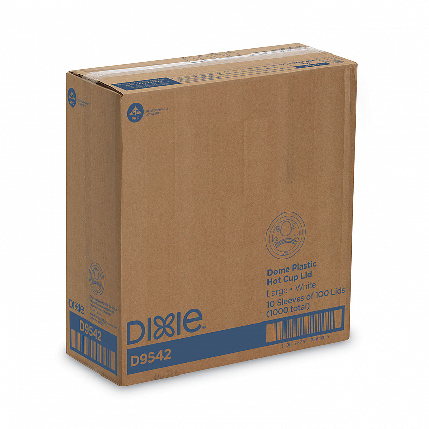 Dome Drink-Thru Lids, Fits 10 oz to 16 oz Hot Cups, Plastic, White, 1,000/Carton (D9542)