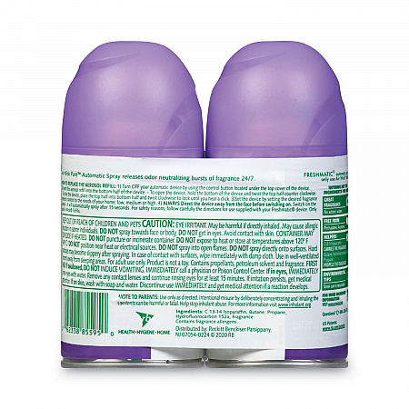 Freshmatic Ultra Spray Refill, Lavender/Chamomile, 5.89 oz Aerosol Spray, 2/Pack, 3 Packs/Carton (85595)