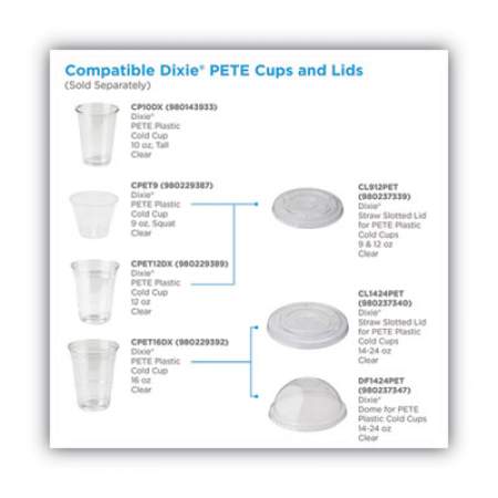 Dixie Cold Drink Cup Lids, Fits 16 oz Plastic Cold Cups, Clear, 100/Sleeve, 10 Sleeves/Carton (CL1424PET)
