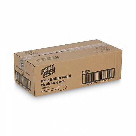 Plastic Cutlery, Mediumweight Spoon, White, 1,000/Carton (PTM21)