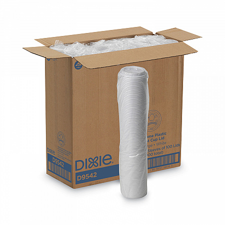 Dome Drink-Thru Lids, Fits 10 oz to 16 oz Hot Cups, Plastic, White, 1,000/Carton (D9542)