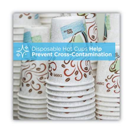 Dixie PerfecTouch Paper Hot Cups and Lids Combo, 12 oz, Multicolor, 50 Cups/Lids/Pack, 6/Packs/Carton (5342COMBO6CT)
