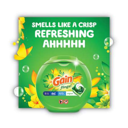 Gain Flings Detergent Pods, Original, 72/Container, 4 Container/Carton (86792CT)