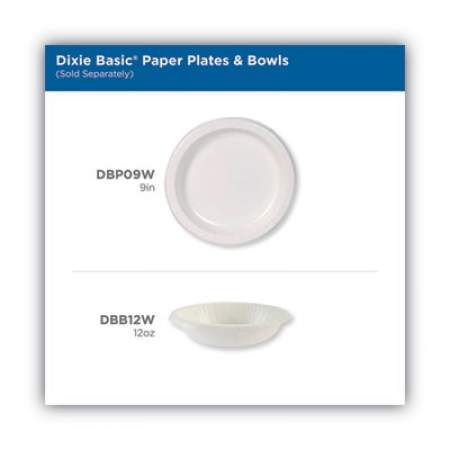 Dixie Paper Dinnerware, Plates, White, 8.5" dia, 125/Pack, 4/Carton (DBP09WCT)