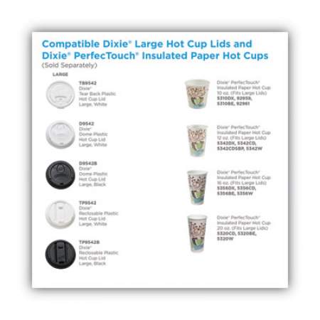 BOX OF 1000 Dixie D9542 Dome Lid 10-16 oz PerfecTouch Cups 12-20 oz Paper Hot 