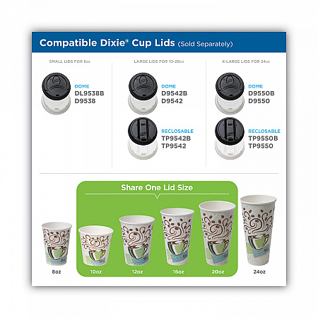 PerfecTouch Paper Hot Cups and Lids Combo, 12 oz, Multicolor, 50 Cups/Lids/Pack (5342COMBO600)
