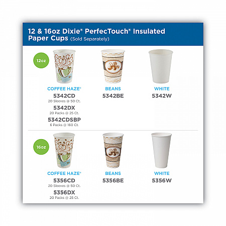 PerfecTouch Paper Hot Cups and Lids Combo, 12 oz, Multicolor, 50 Cups/Lids/Pack (5342COMBO600)