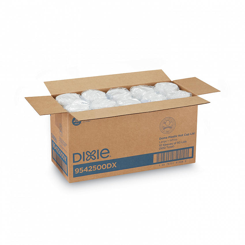 Dome Lid, Fits 10 oz to 16 oz PerfecTouch Hot Cups/12 oz to 20 oz WiseSize Hot Cups, Plastic, White, 500/Carton (9542500DXCT)