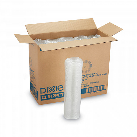 Cold Drink Cup Lids, Fits 9 oz to 12 oz Cold Cups, Plastic, Clear, 100/Sleeve, 10 Sleeves/Carton (CL912PET)
