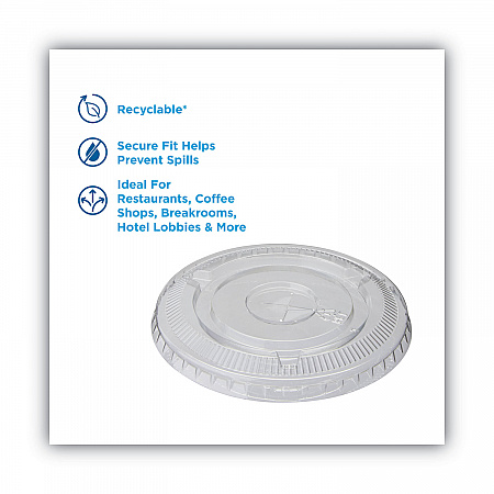 Cold Drink Cup Lids, Fits 9 oz to 12 oz Cold Cups, Plastic, Clear, 100/Sleeve, 10 Sleeves/Carton (CL912PET)