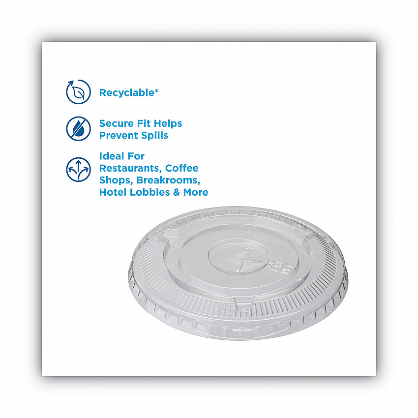 Cold Drink Cup Lids, Fits 9 oz to 12 oz Cold Cups, Plastic, Clear, 100/Sleeve, 10 Sleeves/Carton (CL912PET)