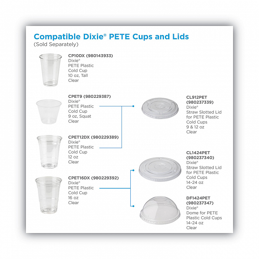 Cold Drink Cup Lids, Fits 9 oz to 12 oz Cold Cups, Plastic, Clear, 100/Sleeve, 10 Sleeves/Carton (CL912PET)