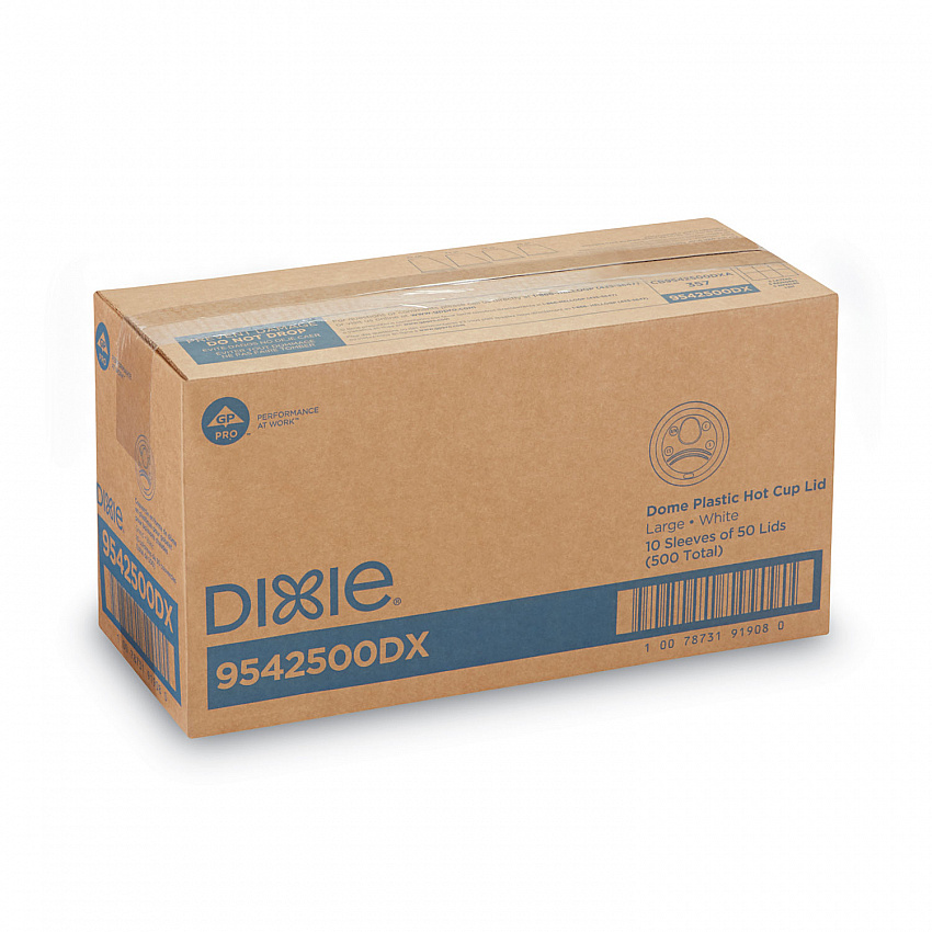Dome Lid, Fits 10 oz to 16 oz PerfecTouch Hot Cups/12 oz to 20 oz WiseSize Hot Cups, Plastic, White, 500/Carton (9542500DXCT)