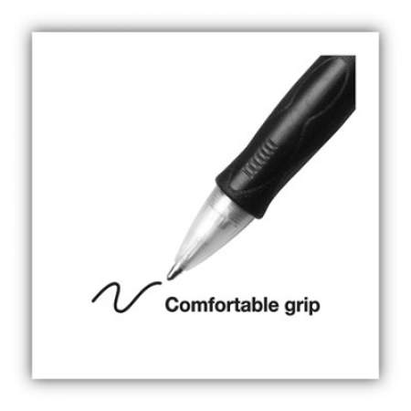 BIC Velocity Easy Glide Ballpoint Pen, Retractable, Medium 1 mm, Black Ink, Translucent Black Barrel, Dozen (VLG11BK)