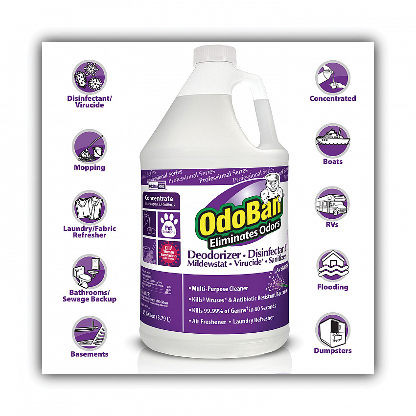 Concentrate Odor Eliminator and Disinfectant, Lavender, 1 gal Bottle, 4/Carton (911162G4)
