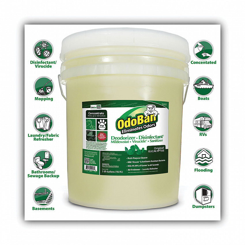 Concentrated Odor Eliminator and Disinfectant, Eucalyptus, 5 gal Pail (9110625G)