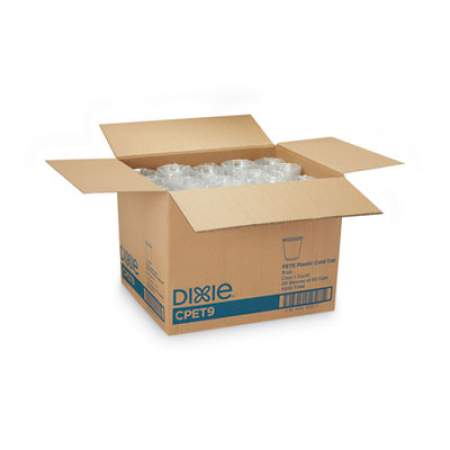 Dixie Clear Plastic PETE Cups, 9 oz, Squat, 50/Sleeve, 20 Sleeves/Carton (CPET9)
