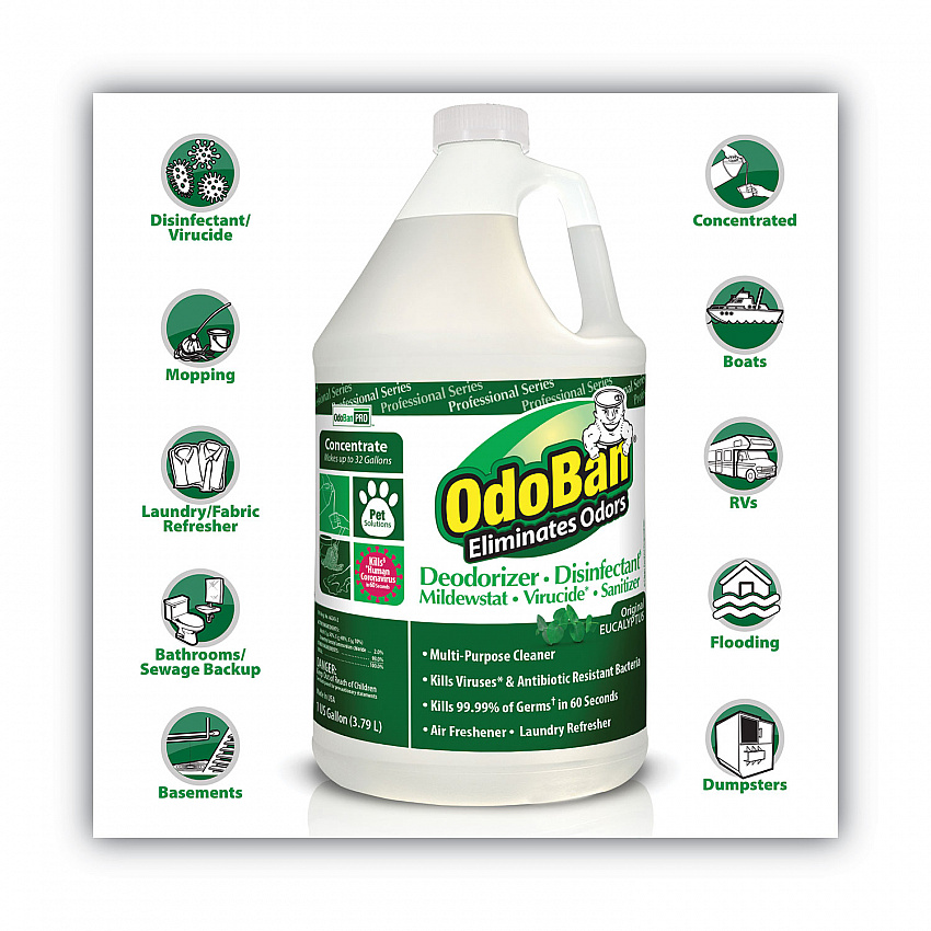 Concentrated Odor Eliminator, Eucalyptus, 1 gal Bottle, 4/Carton (911062G4)