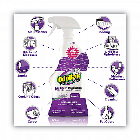 RTU Odor Eliminator and Disinfectant, Lavender, 32 oz Spray Bottle, 12/Carton (910162QC12)