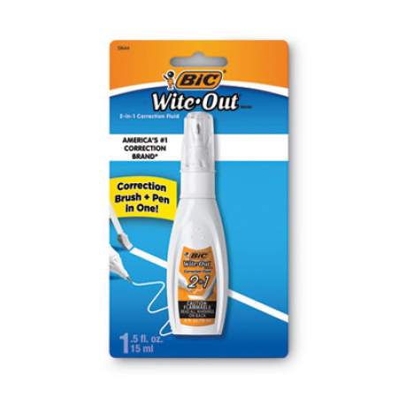 BIC Wite-Out 2-in-1 Correction Fluid, 15 ml Bottle, White (WOPFP11)