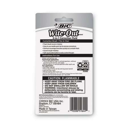 BIC Wite-Out 2-in-1 Correction Fluid, 15 ml Bottle, White (WOPFP11)