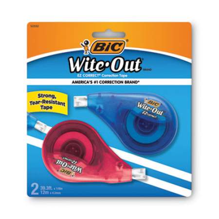 BIC Wite-Out EZ Correct Correction Tape, Non-Refillable, 1/6" x 472", 2/Pack (WOTAPP21)