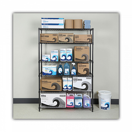 NSF Certified 6-Shelf Wire Shelving Kit, 48w x 18d x 72h, Black Anthracite (SW664818BA)