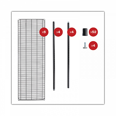 NSF Certified 6-Shelf Wire Shelving Kit, 48w x 18d x 72h, Black Anthracite (SW664818BA)