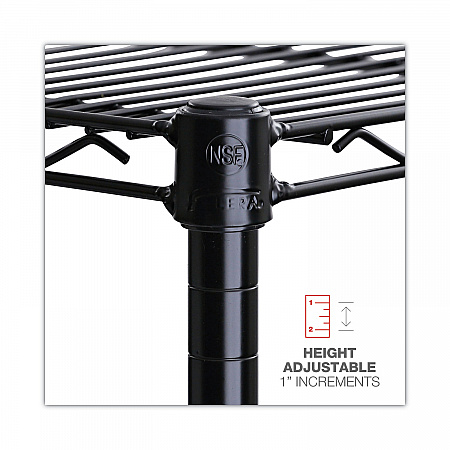 NSF Certified 6-Shelf Wire Shelving Kit, 48w x 18d x 72h, Black (SW664818BL)