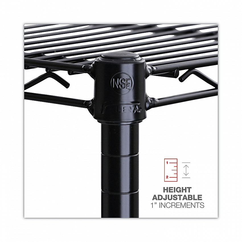 NSF Certified 6-Shelf Wire Shelving Kit, 48w x 18d x 72h, Black (SW664818BL)