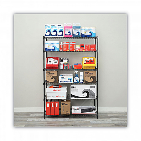 NSF Certified 6-Shelf Wire Shelving Kit, 48w x 18d x 72h, Black Anthracite (SW664818BA)