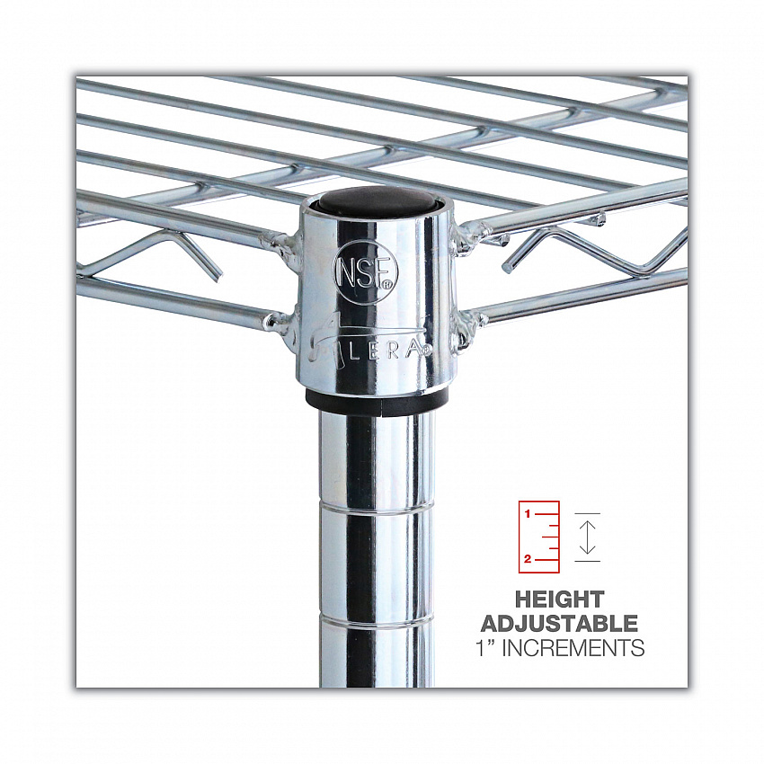 NSF Certified 6-Shelf Wire Shelving Kit, 48w x 18d x 72h, Silver (SW664818SR)