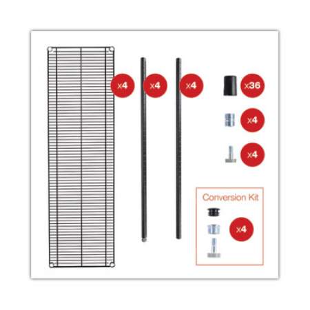 Alera All-Purpose Wire Shelving Starter Kit, 4-Shelf, 60 x 18 x 72, Black Anthracite Plus (SW206018BA)