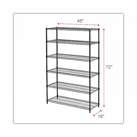 NSF Certified 6-Shelf Wire Shelving Kit, 48w x 18d x 72h, Black Anthracite (SW664818BA)