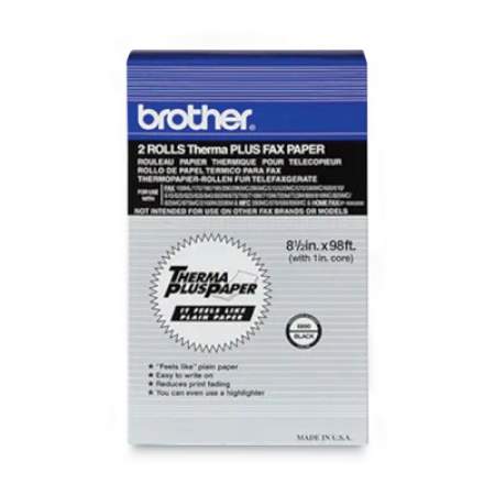 Brother 98' ThermaPlus Fax Paper Roll, 1" Core, 8.5" x 98ft, White, 2/Pack (6890)