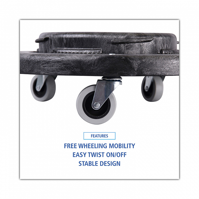 Refuse Container Utility Dolly, 300 lb Capacity, 18.25" Diameter, Gray (DOLLY)