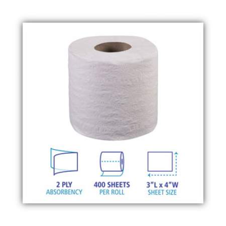 Boardwalk Two-Ply Toilet Tissue, Septic Safe, White, 4 x 3, 400 Sheets/Roll, 96 Rolls/Carton (6144)