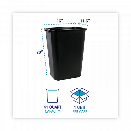 Soft-Sided Wastebasket, 41 qt, Plastic, Black (41QTWBBLA)