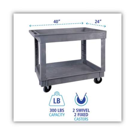 Boardwalk Utility Cart, Two-Shelf, Plastic Resin, 24w x 40d, Gray (4024UCGRA)